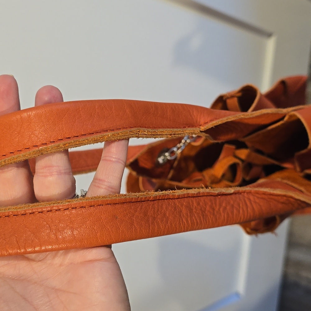 Nardelli Womens Italy Made Orange Large Shoulder Bag Tote Purse Handbag Leather - Picture 9 of 12